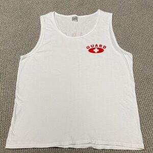 White Tank Top with Red Guard Logo, Size XL